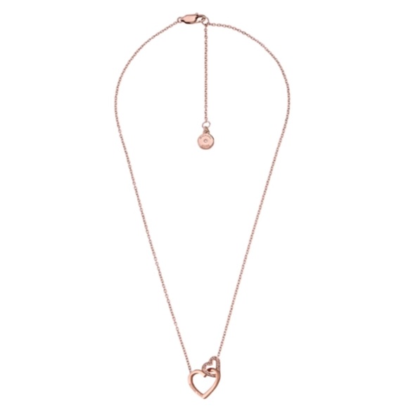 MICHAEL KORS • Rose Gold Interlocking Open Hearts Necklace - Picture 3 of 5